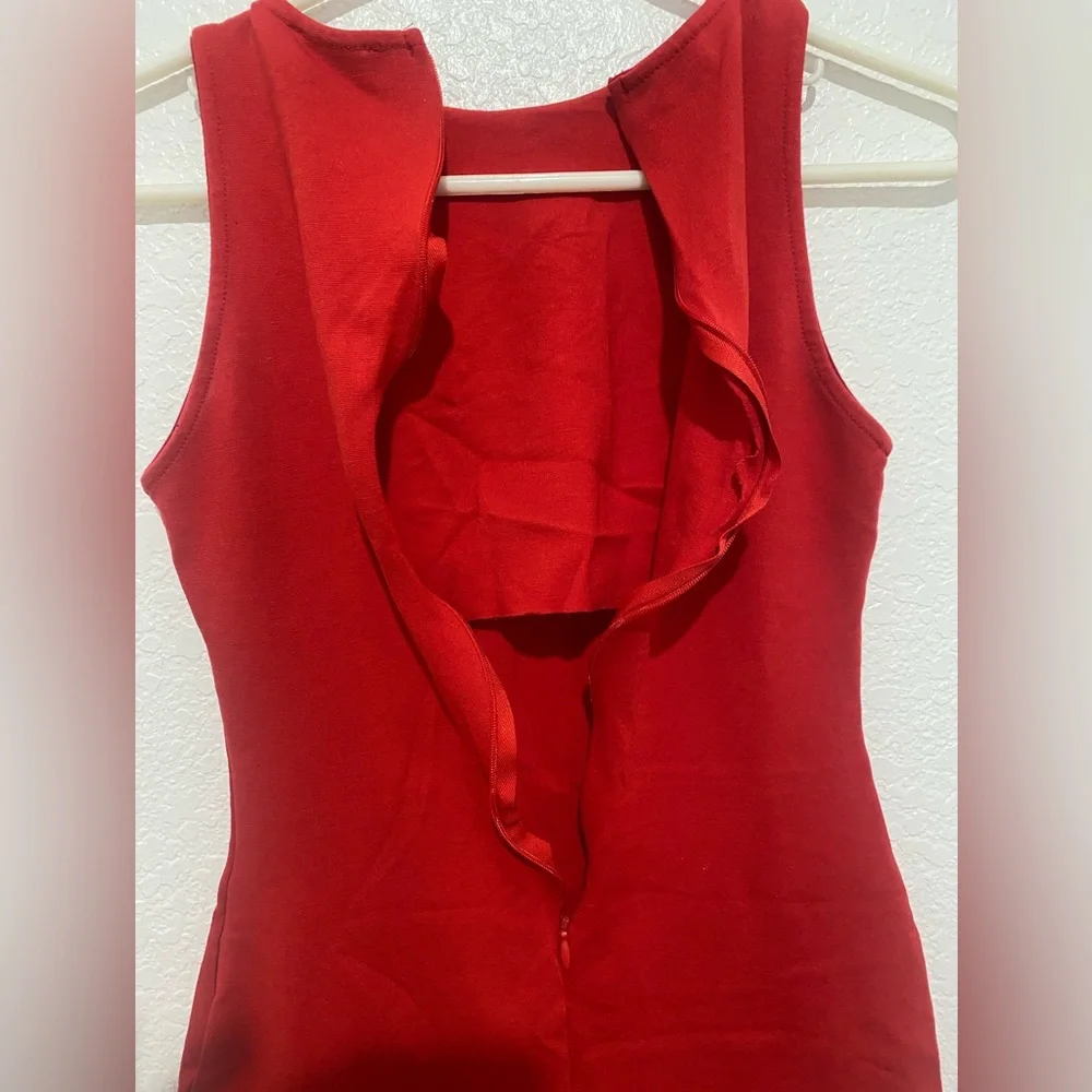 Red Bodycon Cocktail Dress Small – Sleeveless Fitted Party Dress - Picture 4 of 4